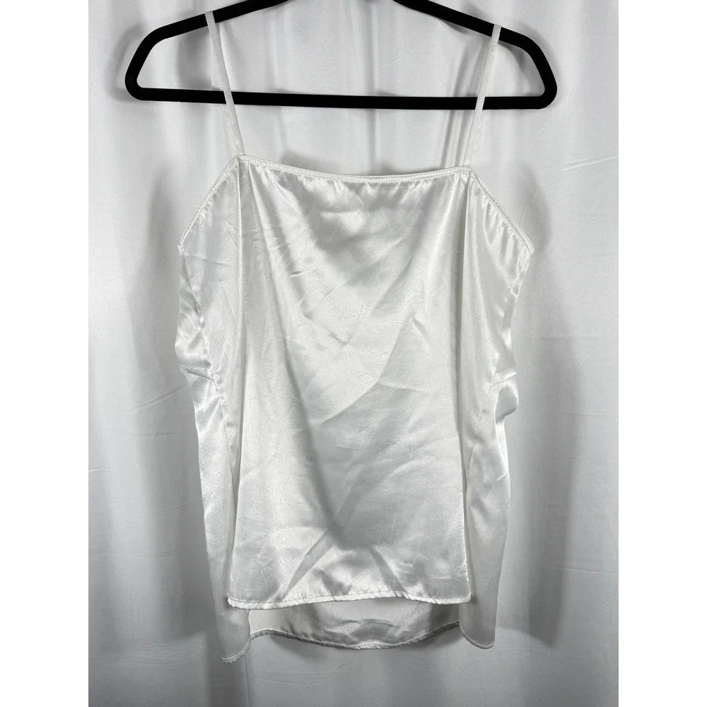 Vintage Cris Devi West Germany White Satin Lace Rhinestone Camisole Top Size 42